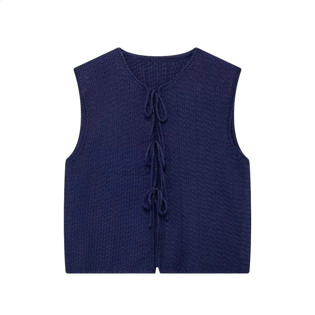 Mens bow tie womens short knitted sleeveless vest jacket womens waist coat womens knitted top 240828