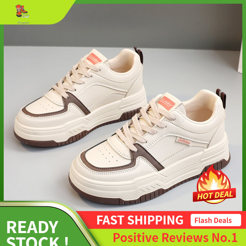 Ddmysports W New Breathable Colored Leather Women S Spring Summer Casual Board Shoes Thick Sole Increase Wear Resistance Korean Edition Trend OUTDOOR
