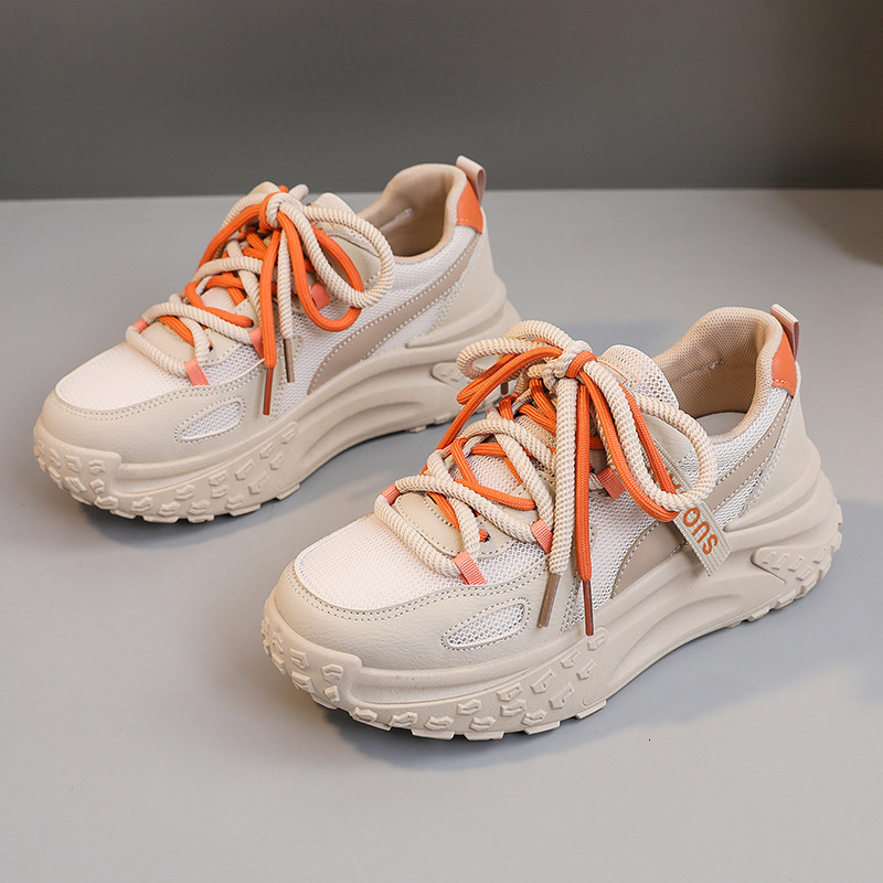 Ddmysports K New Dad For Women Spring Summer Increase In Eight Breathable Thick Sole Mesh Versatile And Durable Small White Shoes OUTDOOR