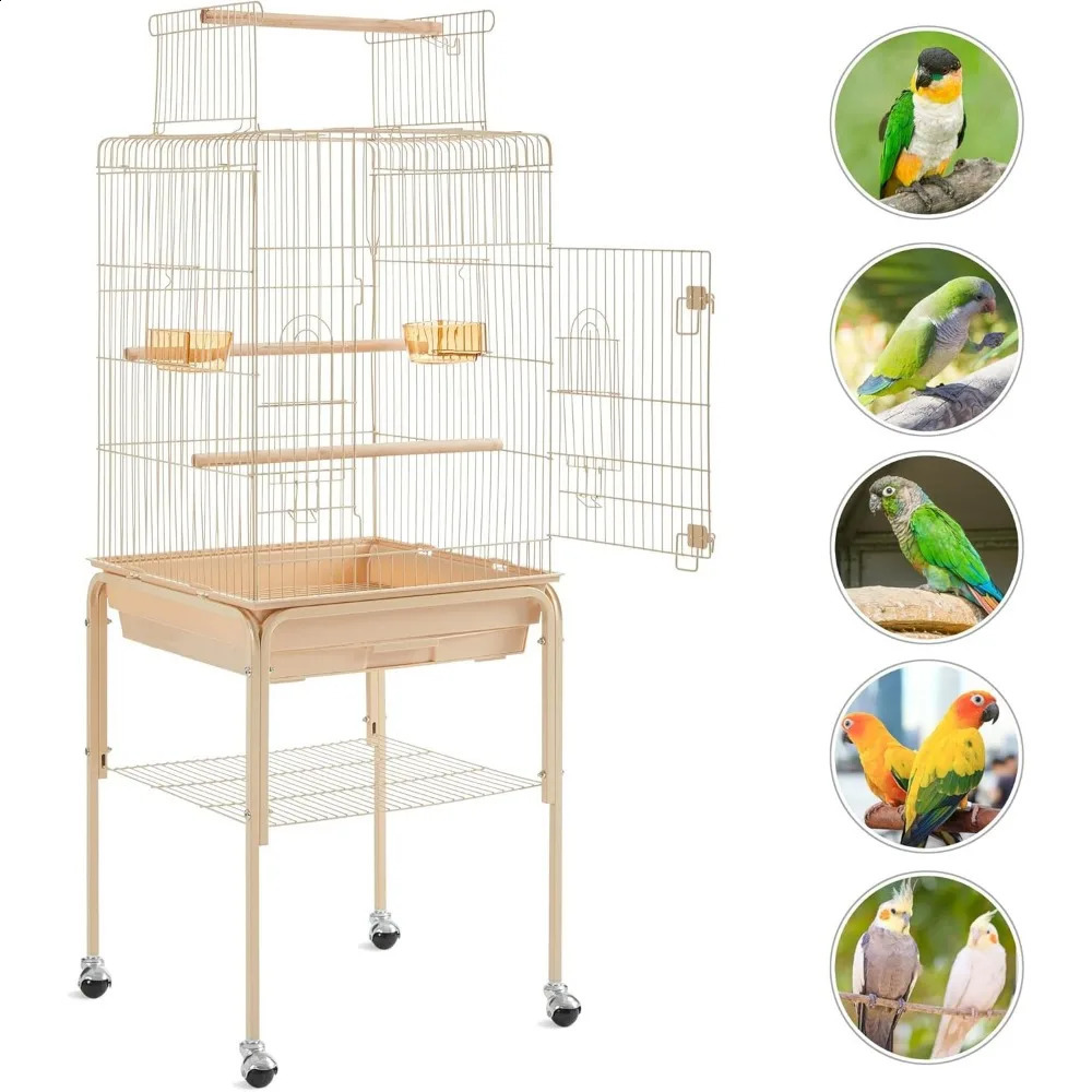 Yaheetech 535inch Height Play Top Bird Cage Iron Parrot Parakeet for Small Birds Lovebirds Cockatiel Canary 240827