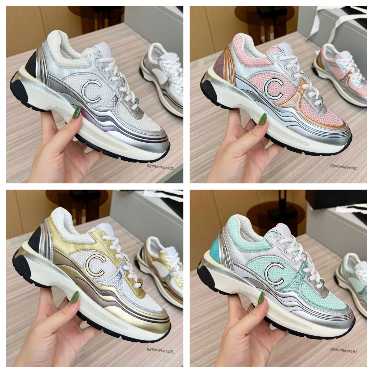 Designer Sneakers Calfskin Casual Shoes Reflective Shoes Vintage Suede Leather Trainers All-match Stylist Sneaker Patchwork Lace-up Print Shoe loafers