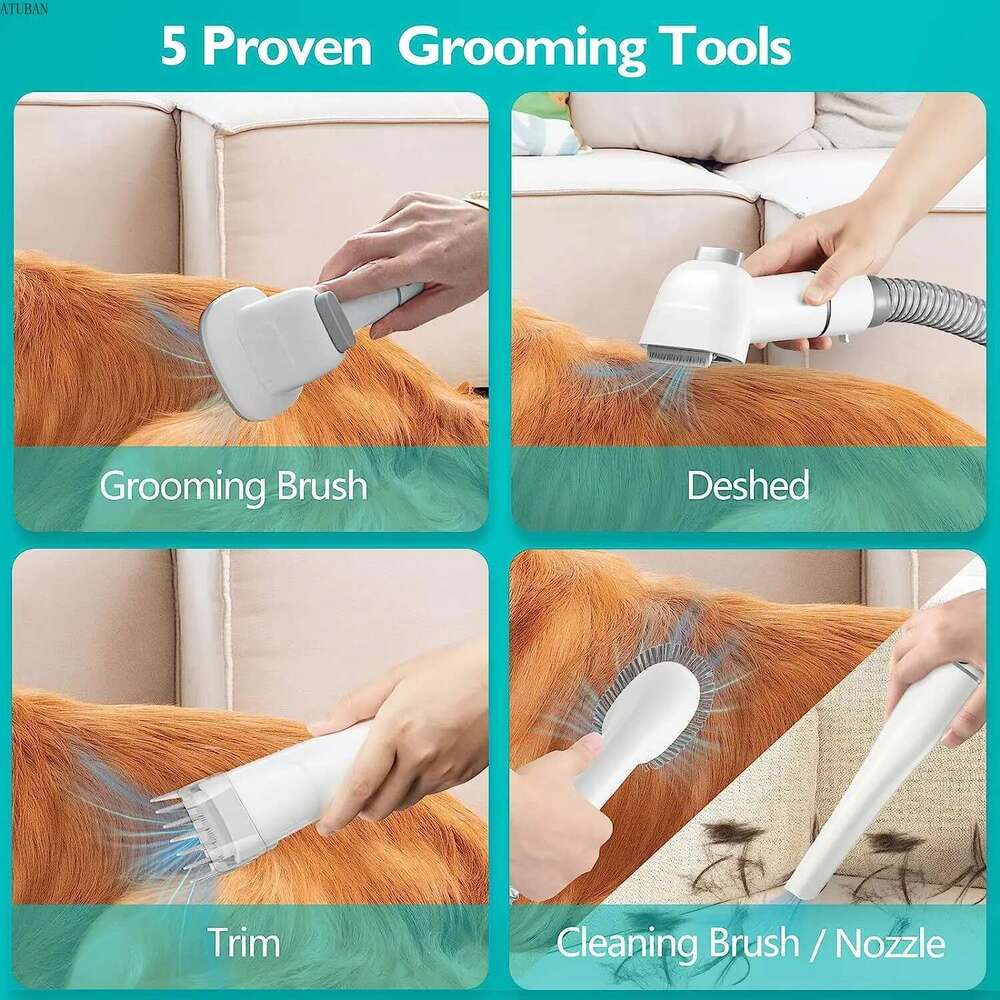Vacuum Dog Grooming Clippers Remover with Powerful 2.3L Large Suction & Low Noise Pet Hair Clipper Kit