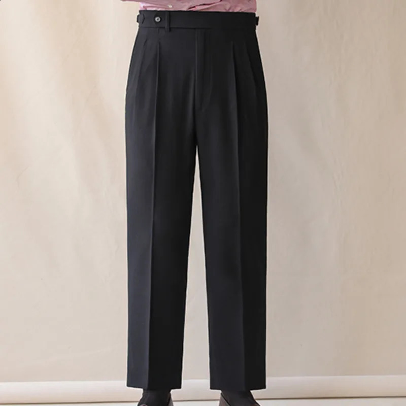 Top leisure high waisted straight leg mens three person walk autumn Paris ultra-thin mens business three person walk Naples Pantalones Hombre 240828