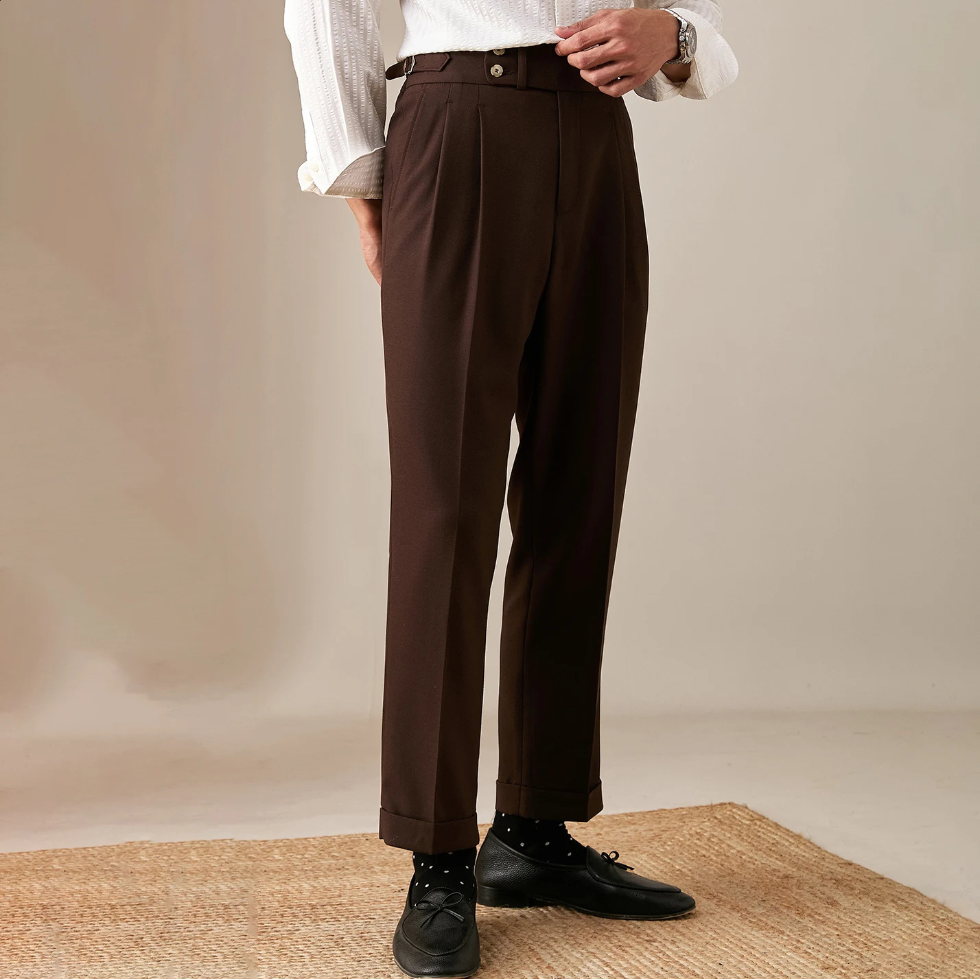 Naples Italy casual suit mens straight pair business pants mens social mens office mens retro mens style 240828