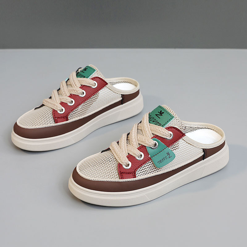 Ddmysports YQ Color Blocked Trendy Women In Spring Summer Versatile And Fashionable For Students Flat Bottomed Casual Mesh Shoes Sports OUTDOOR