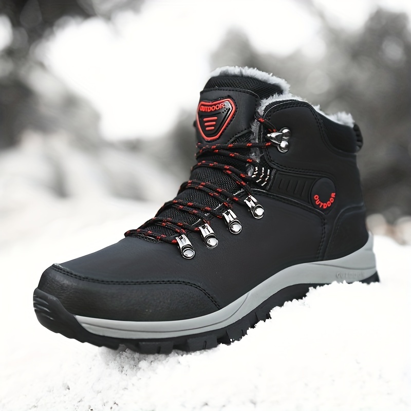 Men's Winter Snow Boots PU Leather Sneakers, Snow Boot, Hiking Boos, etc. - Non-slip, High Top! Warm and Waterproof