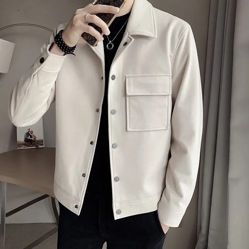 Wool coat mens autumn and winter fashion wool jacket top 240827