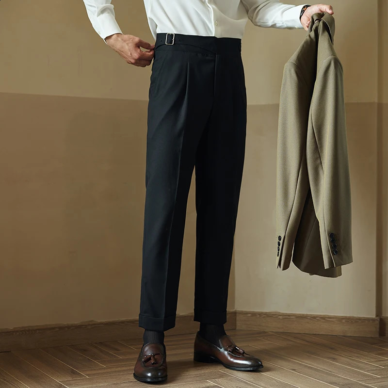British style Kukolka mens waist belt part Naples set for business casual formal wedding party dresses straight Trouser. 29-36 240828