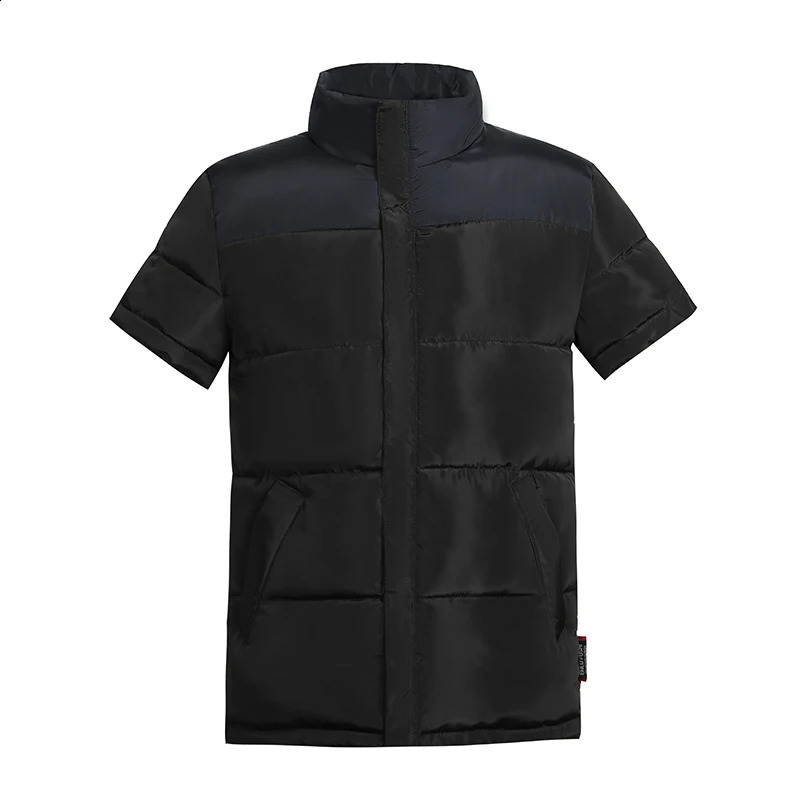 Parkas vest mens short sleeved thick jacket solid casual warm work patch 6XL 240827