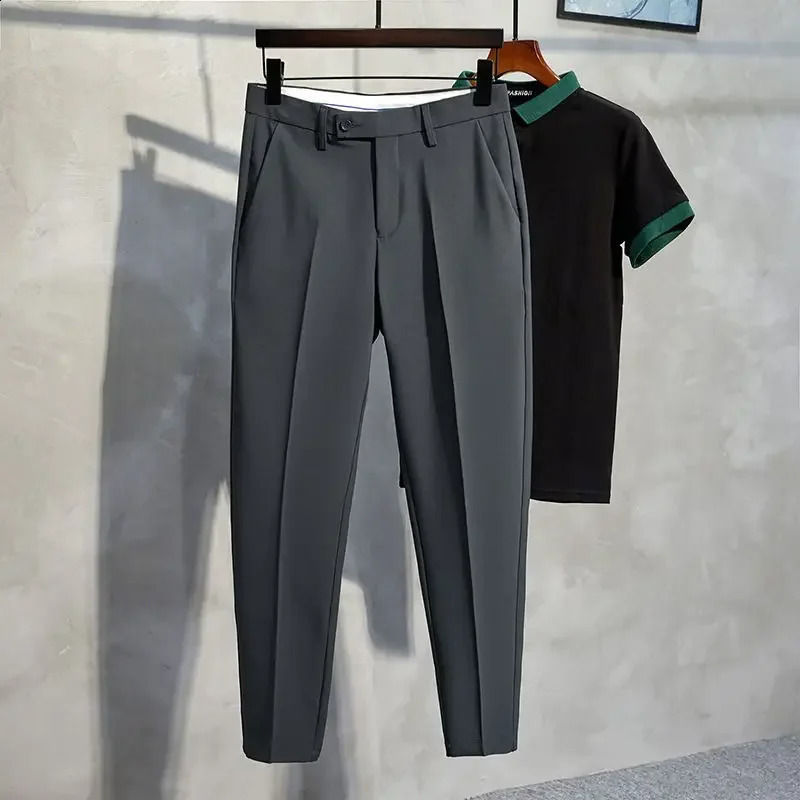 9piece Cropped mens suit white pants streamlined highquality luxurious Korean style spandex summer affordable 240827