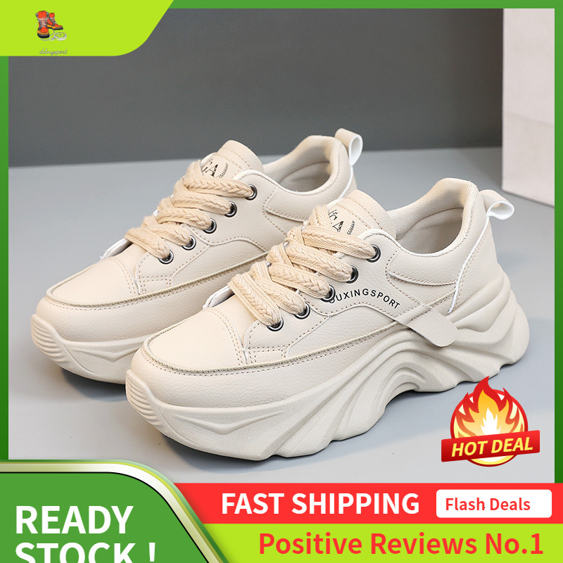 Ddmysports S New Solid Color Women S Shoes Versatile Summer Trend Breathable Increased Eight Thick Bottom Leather Surface Fashionable Rest OUTDOOR