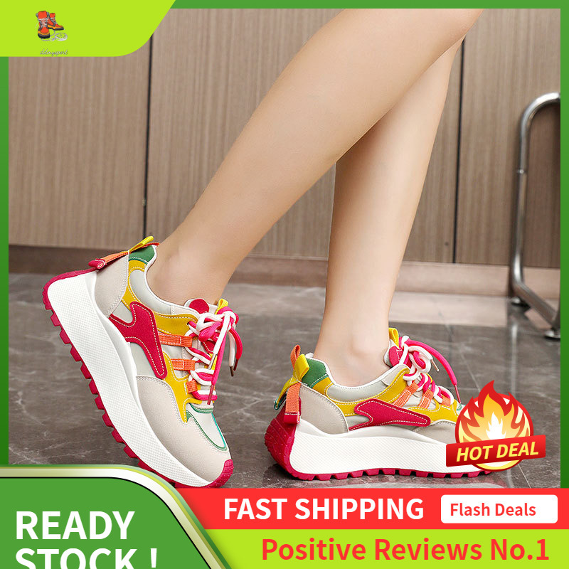 Ddmysports BN New Dad For Women In Summer And Autumn Height Increasing Casual Breathable Thick Soled Color Blocked Versatile Travel Shoes OUTDOOR