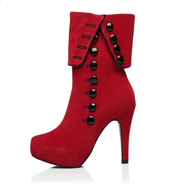LazySeal platform womens boots high heels fashionable red shoes womens platform buckle winter boots womens shoes 240827