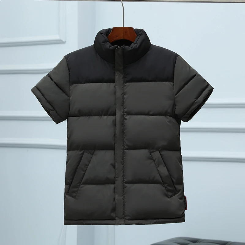 Parkas vest mens short sleeved thick jacket solid casual warm work patch 6XL 240827