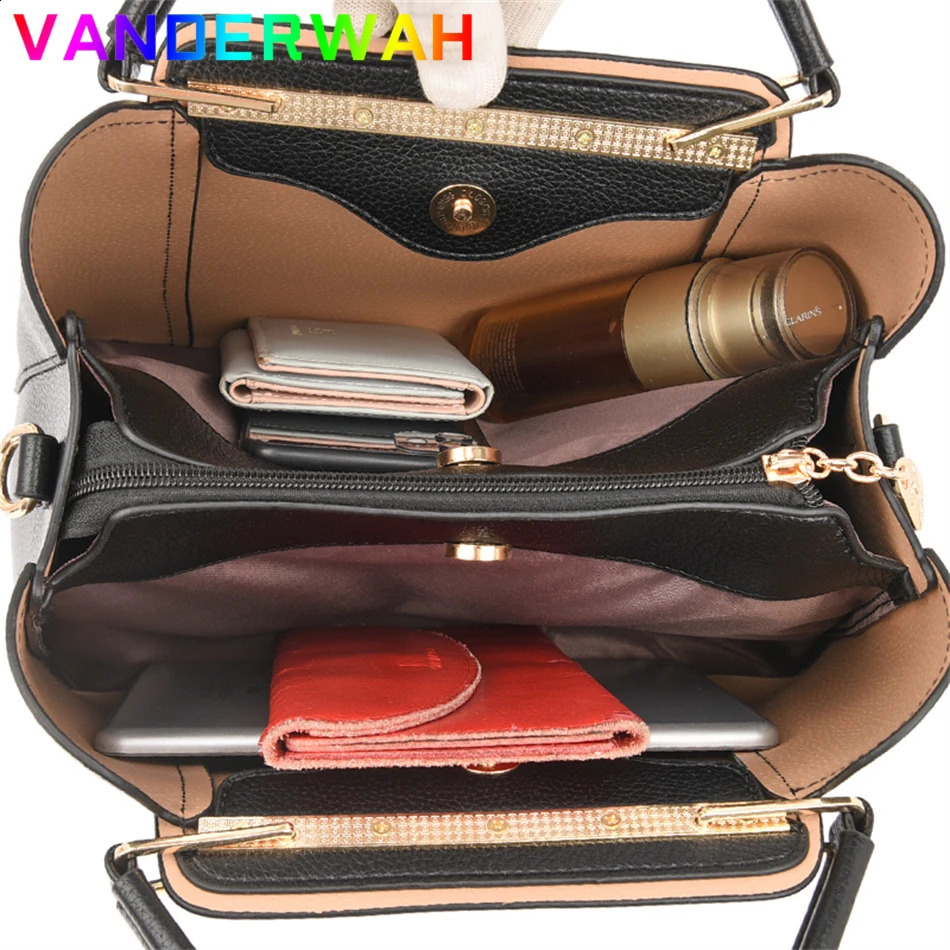 Soft Leather Handbag Bags 3 Layers Shoulder Crossbody Sac Ladies Large Capacity Shopping Messenger Tote 240828