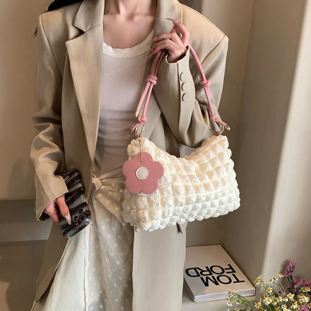 Trendy Pleated Bubbles Shoulder Bags Handbag Daily Commuting Bag Underarm Bag Plaid Quilted Solid Bag Messenger Bag 250122