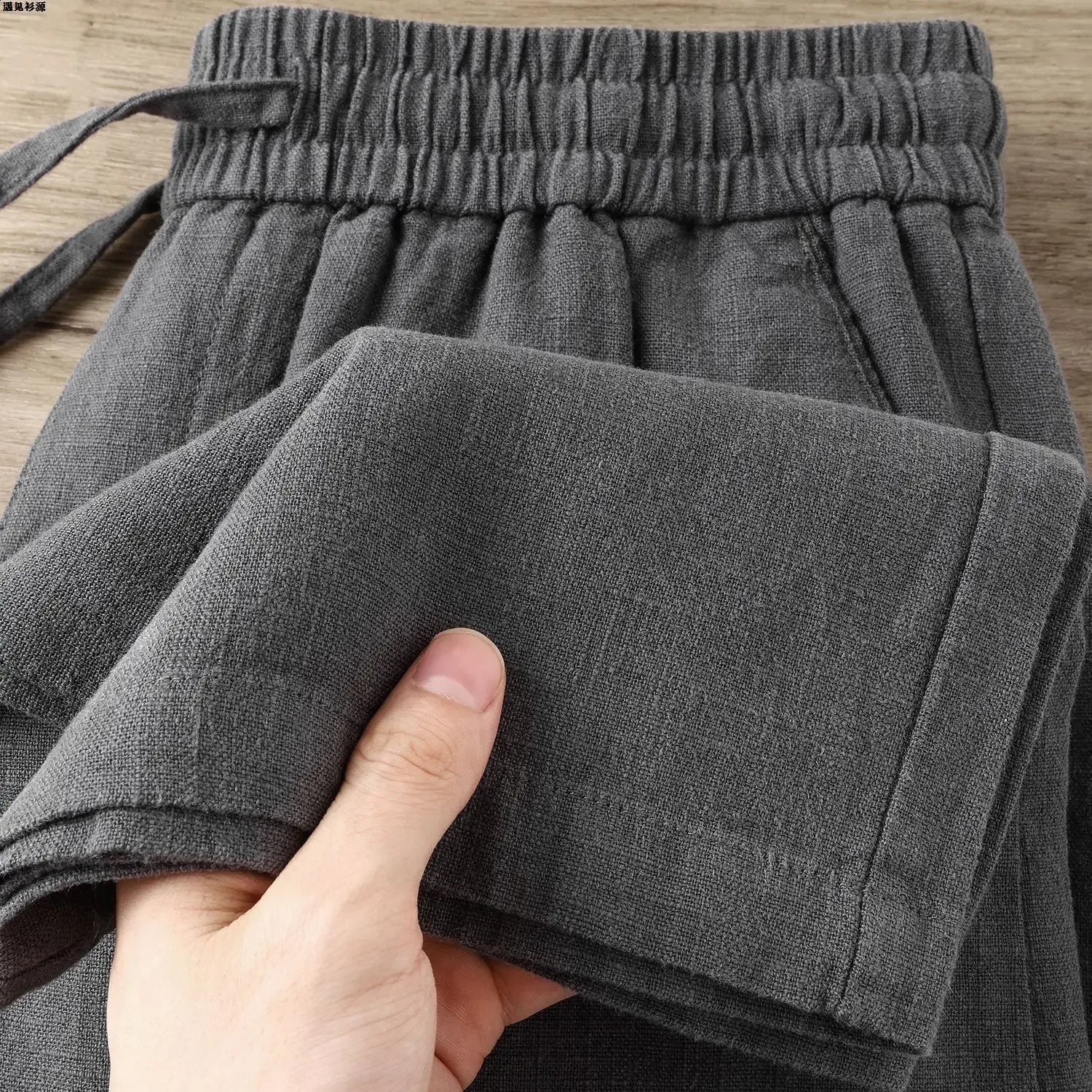 Grey cotton linen breathable loose casual pants suitable for men women straight leg high-end mens clothing and lightweight mens clothing in summer 240