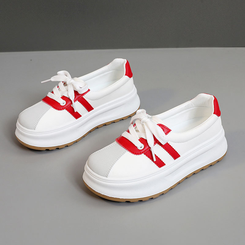 Ddmysports ZY New Breathable Color Blocked Leather Women S Shoes For Spring Summer Casual Thick Soled Board Height Increasing Korean Version OUTDOOR