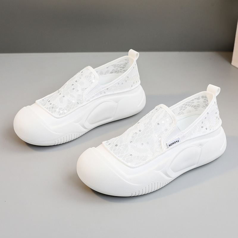 Ddmysports ZYXFL New Small White Women S Ollow Breathable Board Summer Thick Sole Elevated Mesh Shoes OUTDOOR