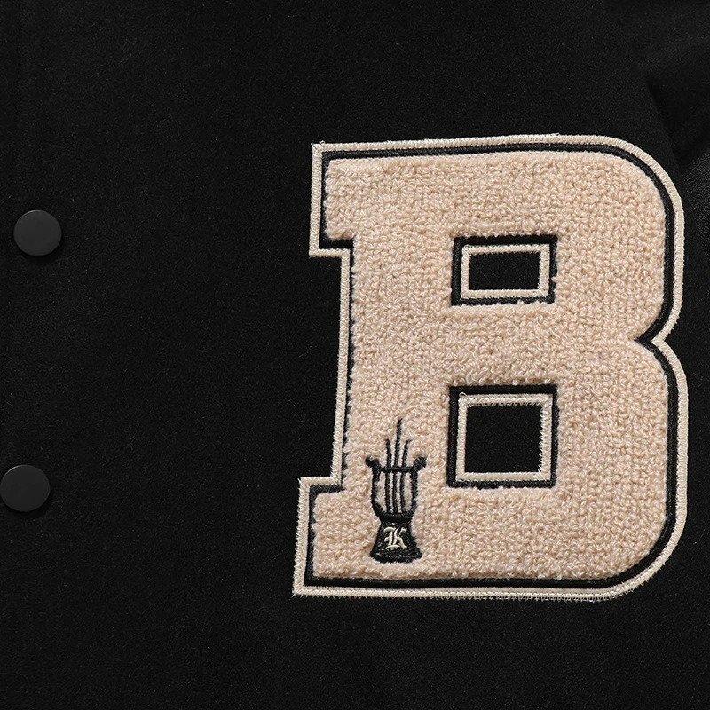Mens school team bomber jacket Harajuku Korean bone letter patch work hiphop street clothing single Brefreshed baseball neutral college 240827