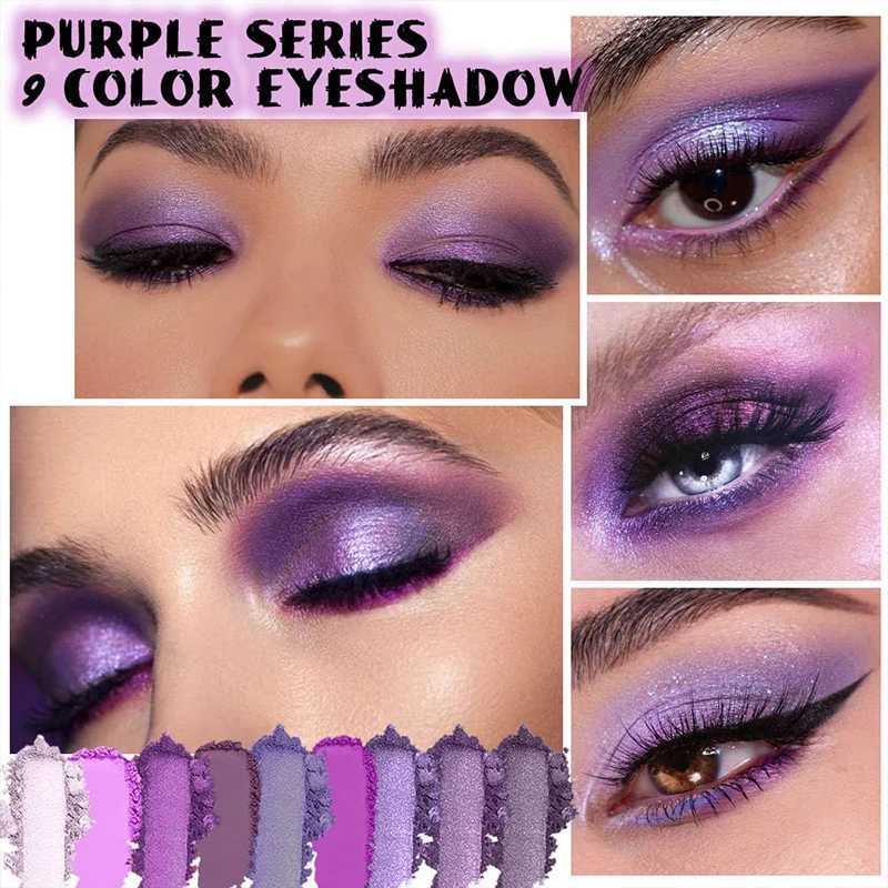 9 Color Eyeshadow Palette Matte Shimmer Glitter Purple Gray Smoky Style Cosplay Music Festival Makeup for a Glamorous LookXJ241230