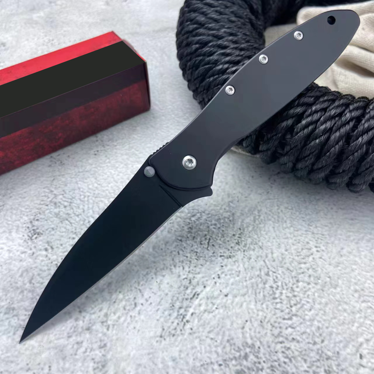 Tactical KS 1660 Leek Flipper Assisted Folding 8Cr13Mov Blade Stainless Steel Handle with Belt Clip Everyday Carry for Hunting Camping Pocket Knife 90