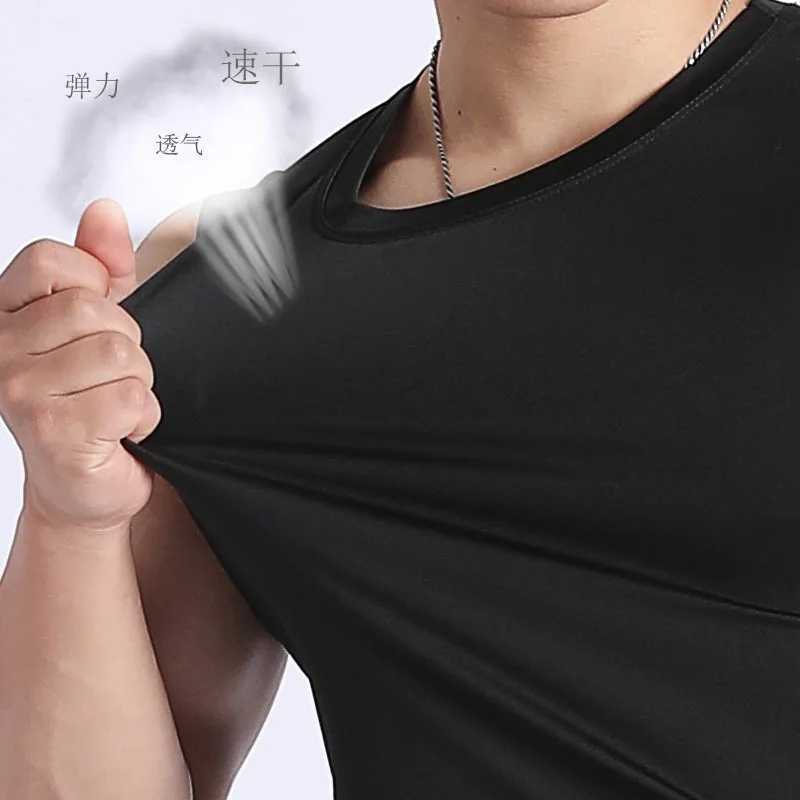 Solid gym clothing mens tank top breathable compression sleeveless basket quick drying sports shirt mens fitness tank topW240718