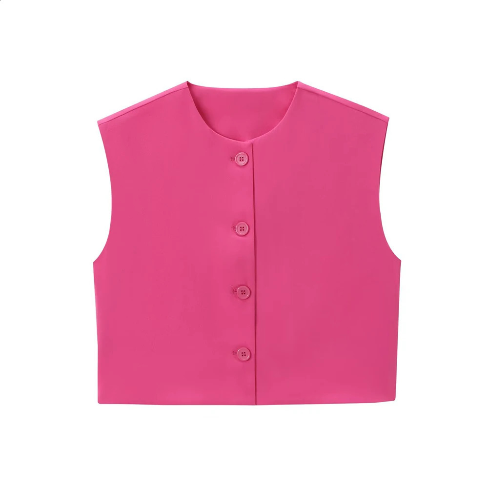 Aoaiys womens red vest summer sleeveless cut top single chest fashion vest O-neck casual womens fashion vest 240828