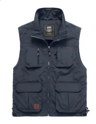 Mens mesh quick drying vest mens outdoor multi pocket hiking fishing pography multifunctional tactical jacket 240827