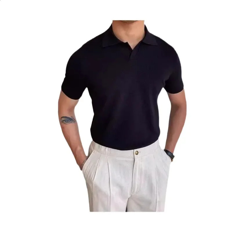Japanese Youth Fashion Summer Standard Short Sleeve Trendy Edition Simple Polo Shirt Mens Wear 240828