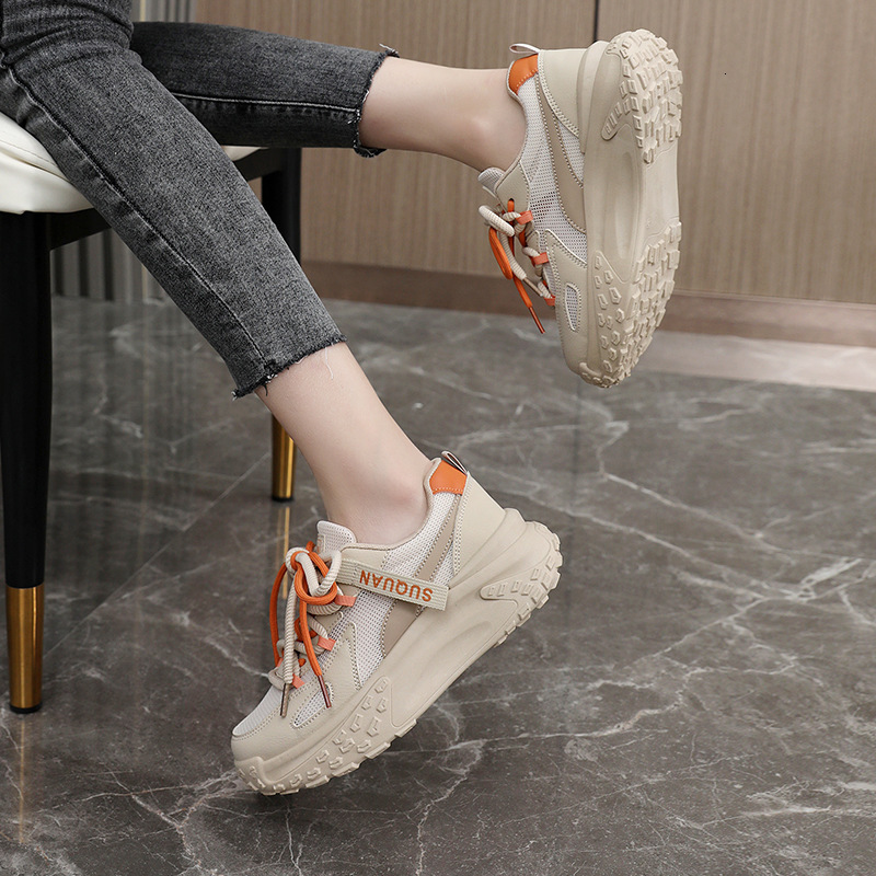 Ddmysports K New Dad For Women Spring Summer Increase In Eight Breathable Thick Sole Mesh Versatile And Durable Small White Shoes OUTDOOR