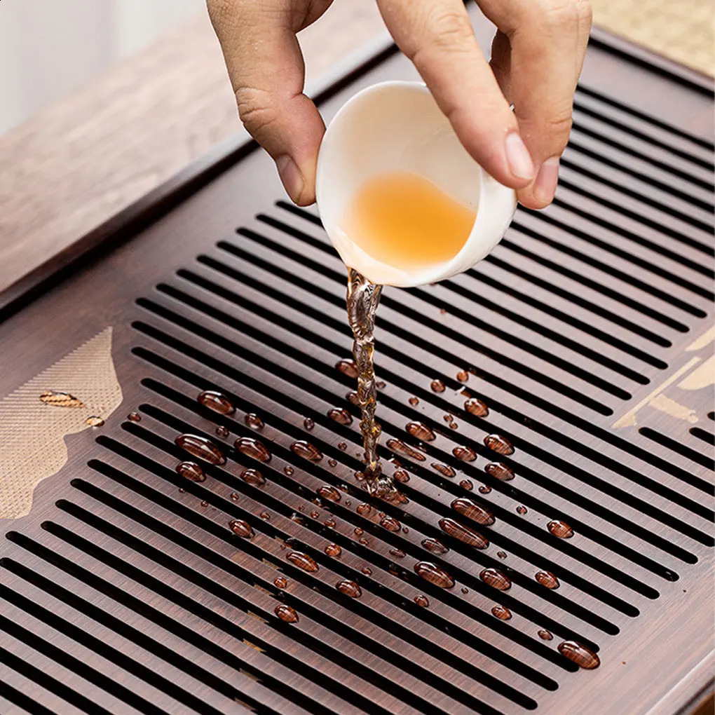China Natural Bamboo Tea Tray Water Storage Kung Fu Tea Tray Dry Wet Dual Use Simple Tea Tray 240828