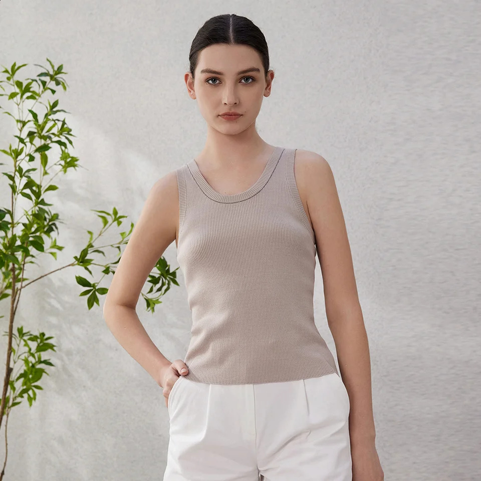BC65 Womens Clothing Tshirt Shirt Knitted Tank Top High Quality Silk Cotton Dress Sleeveless 240827