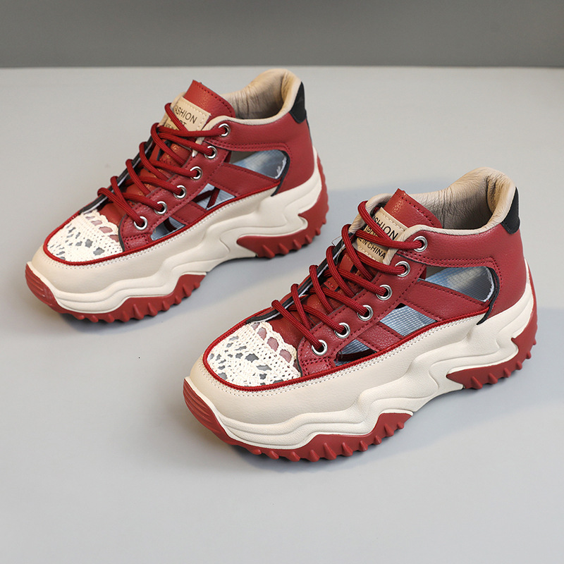 Ddmysports Z New White Hollow Breathable Summer Thick Sole Height Increasing Casual Board Shoes Women S Sports OUTDOOR