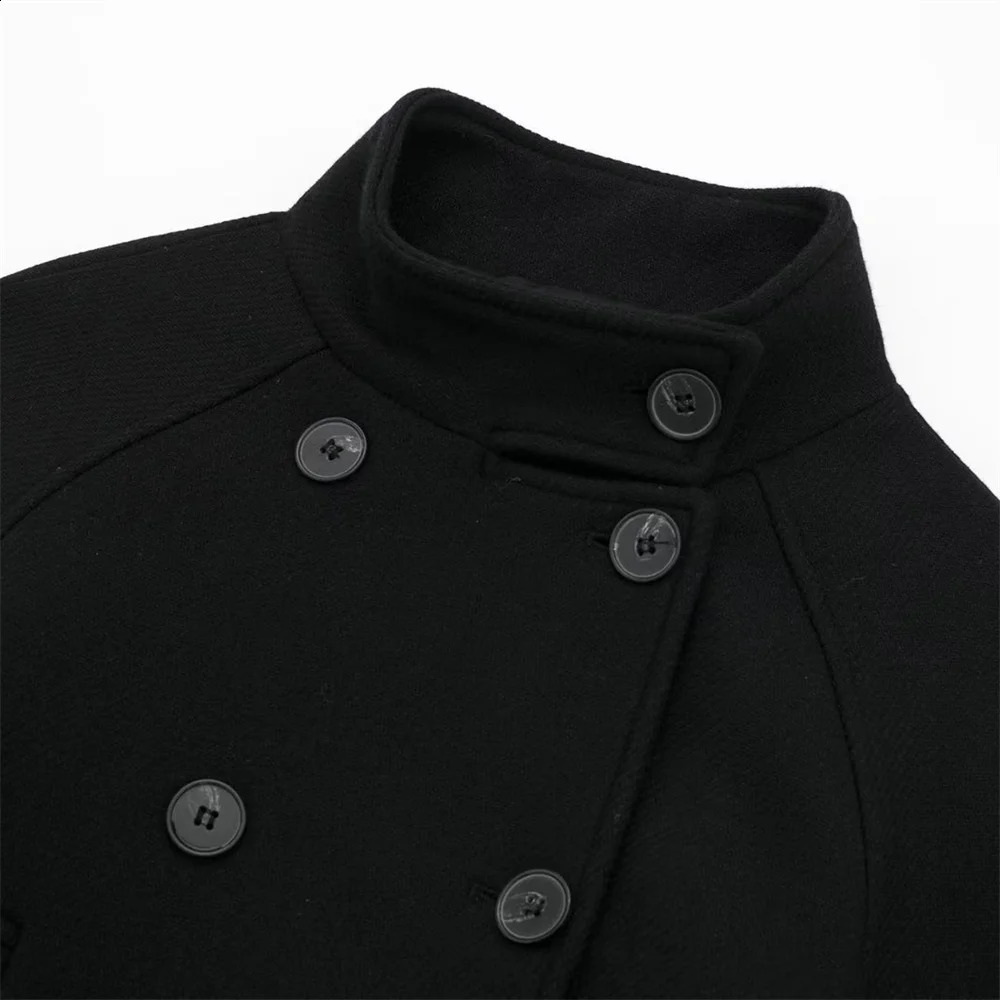UNIZERA 2023 AutumnWinter Product Womens Fashion and Casual Versatile Loose Standing Neck Double breasted Buckle Decoratio 240827