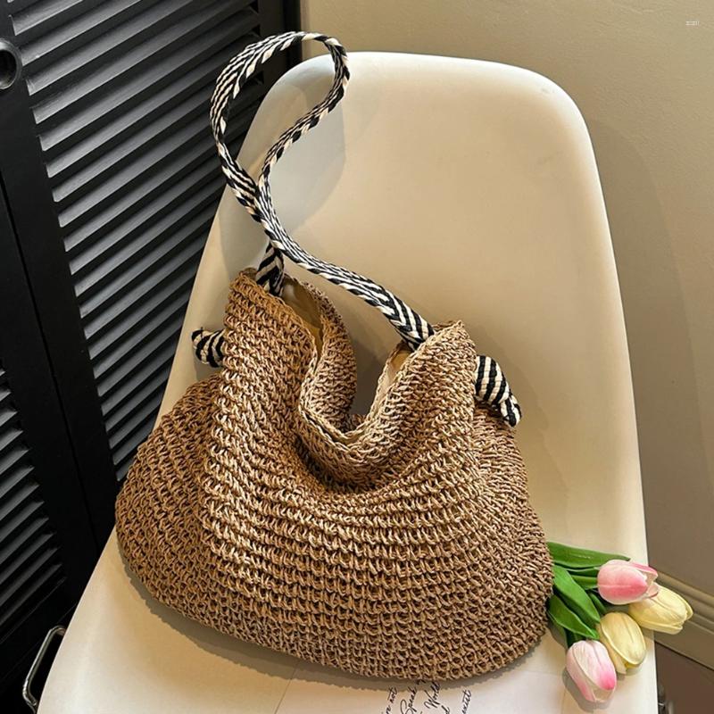 Drawstring Women Vintage Hobo Bag With Wide Geometric Strap Crochet Beach Handbag Large Capacity Weaving Travel Ladies Summer Daily 00a1 4