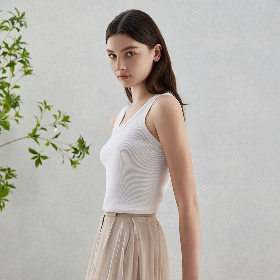 BC65 Womens Clothing Tshirt Shirt Knitted Tank Top High Quality Silk Cotton Dress Sleeveless 240827