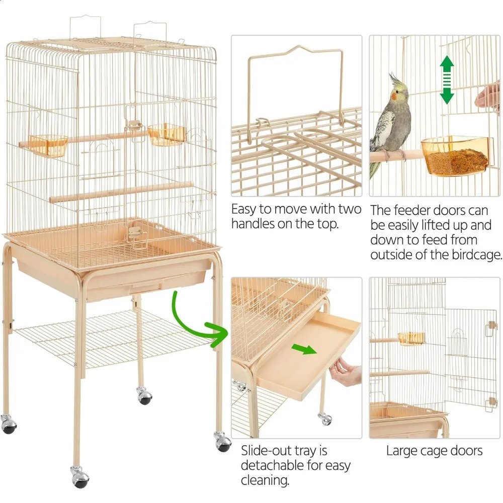 Yaheetech 535inch Height Play Top Bird Cage Iron Parrot Parakeet for Small Birds Lovebirds Cockatiel Canary 240827