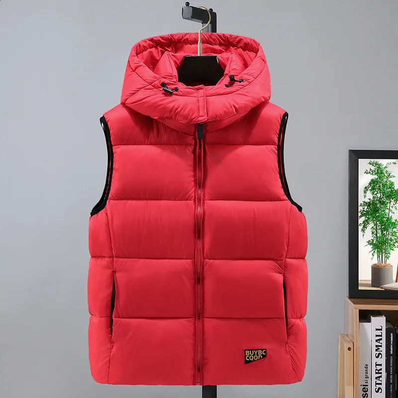 Winter High Quality Mens and Womens Down Vest Fashion y Warm Sleeve Jacket Zipper Hooded Casual Wear 240827