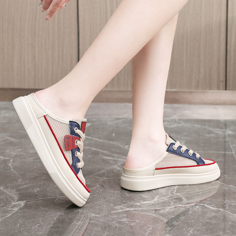 Ddmysports YQ Color Blocked Trendy Women In Spring Summer Versatile And Fashionable For Students Flat Bottomed Casual Mesh Shoes Sports OUTDOOR