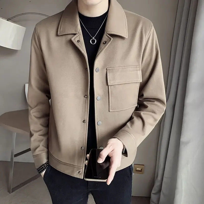 Wool coat mens autumn and winter fashion wool jacket top 240827