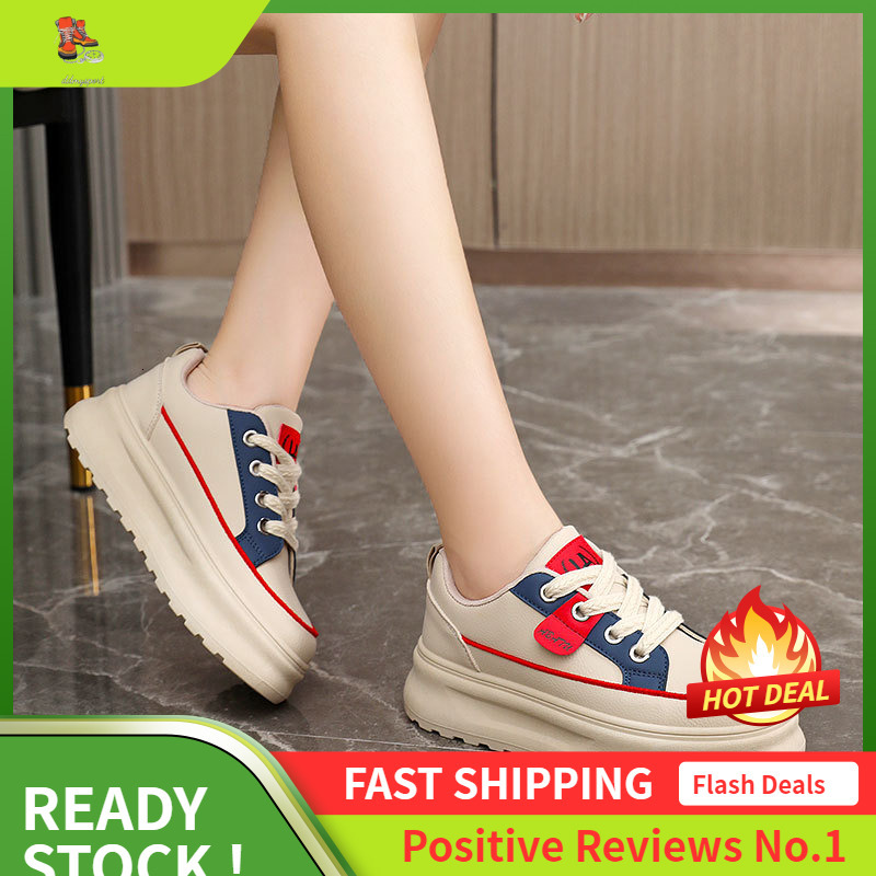 Ddmysports ZY New Breathable Color Blocked Leather Face Women S Autumn Casual Thick Soled Board Shoes Increase Eight Wear Resistant Korean Edition OUT