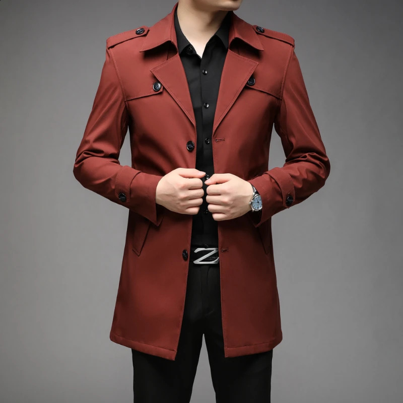 Mens Trench Fashion British Long Coats Casual Jacket Windproof Clothing 240827