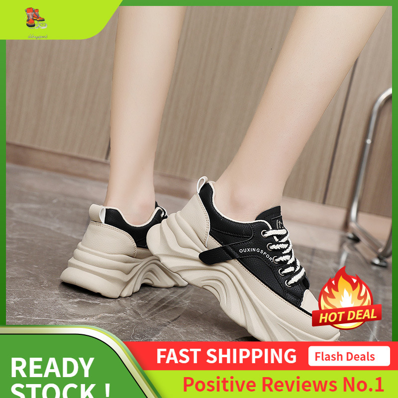 Ddmysports S New Solid Color Women S Shoes Versatile Summer Trend Breathable Increased Eight Thick Bottom Leather Surface Fashionable Rest OUTDOOR