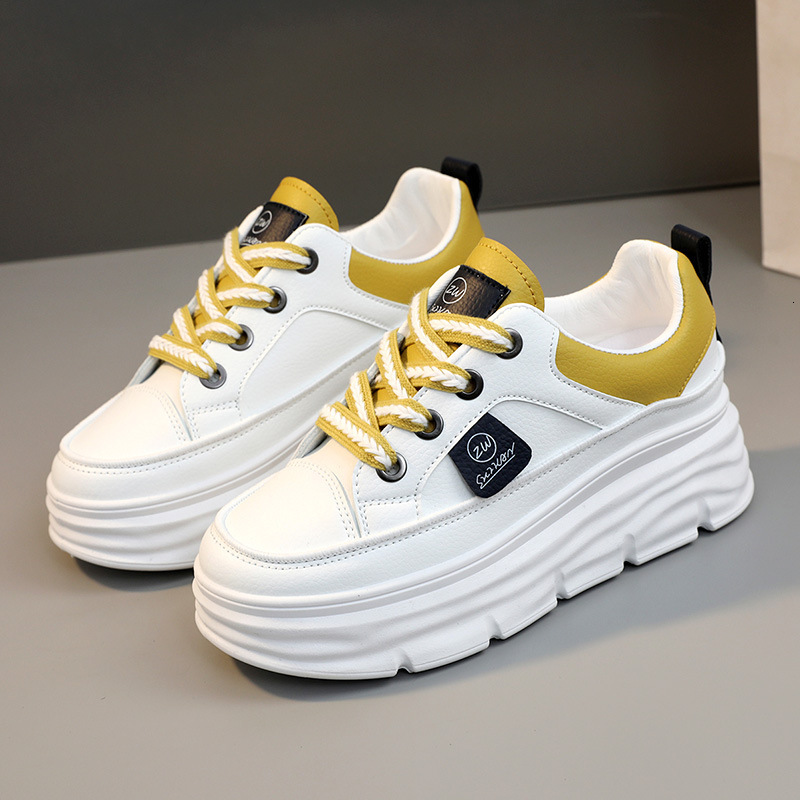 Ddmysports W New Breathable Autumn Color Blocking Thick Sole Inner Elevated Leather Casual Fashion Women S Board Shoes OUTDOOR