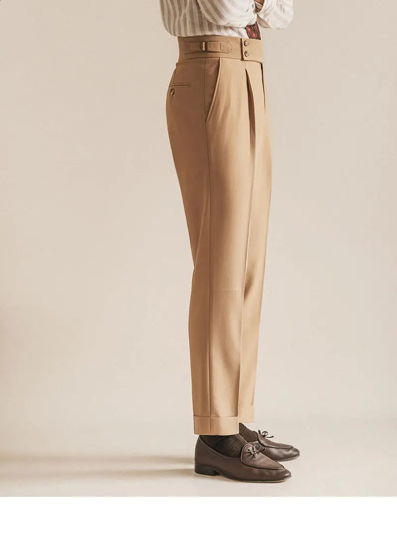 High end mens suit pants elegant business casual straight pants white Naples cut dress mens Trouser groom wedding dress evening gown 240828