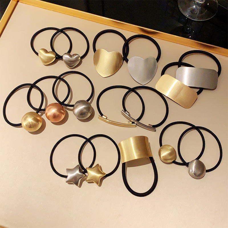 Metallic Brushed Hair Rope Fashionable Women S Ball Headband Tied Bun Ponytail Rubber Band Headband Accessory F08.28-2.8 1b926