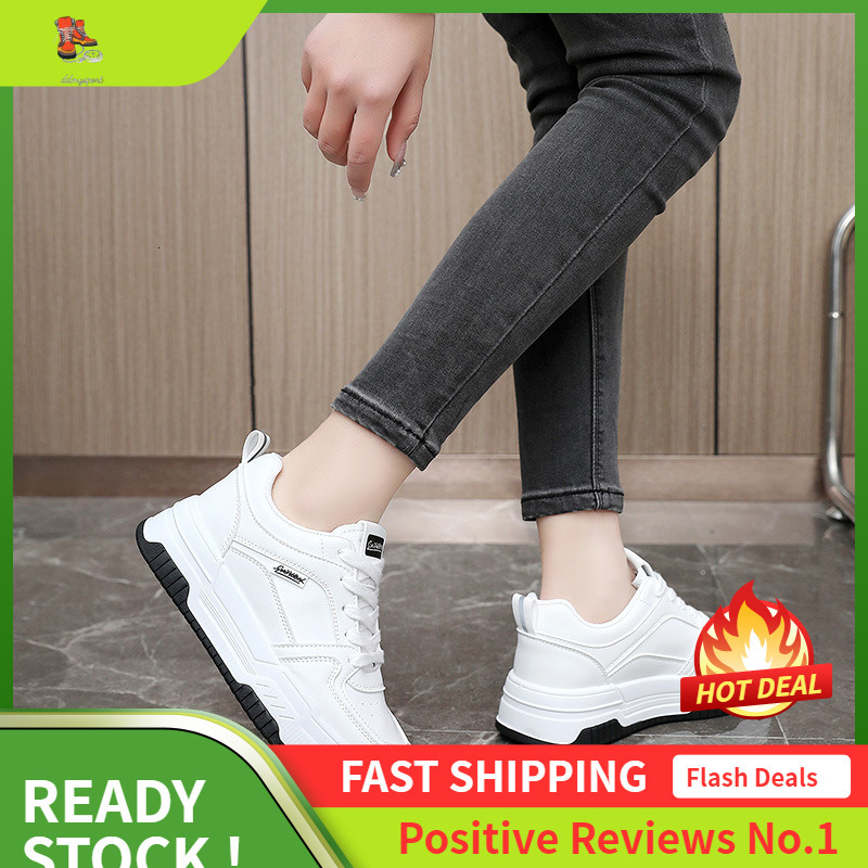 Ddmysports W New Breathable Colored Leather Women S Spring Summer Casual Board Shoes Thick Sole Increase Wear Resistance Korean Edition Trend OUTDOOR