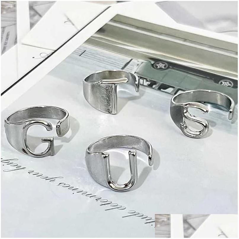 Solitaire Ring 4Pcs/Set Punk Womens Olivia Rodrigo World Tour Guts Sier Color Rings Fans Gifts Adjustable Fashion Jewelry Accessories Otlmn