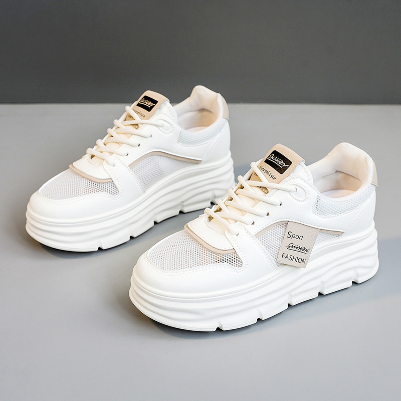 Ddmysports W Height Increasing White Shoes For Women Breathable Cm Mesh Summer Thick Soled Board Casual S Sports OUTDOOR